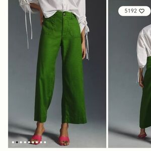 Anthropologie Colette Cropped Wide-leg Linen Pants